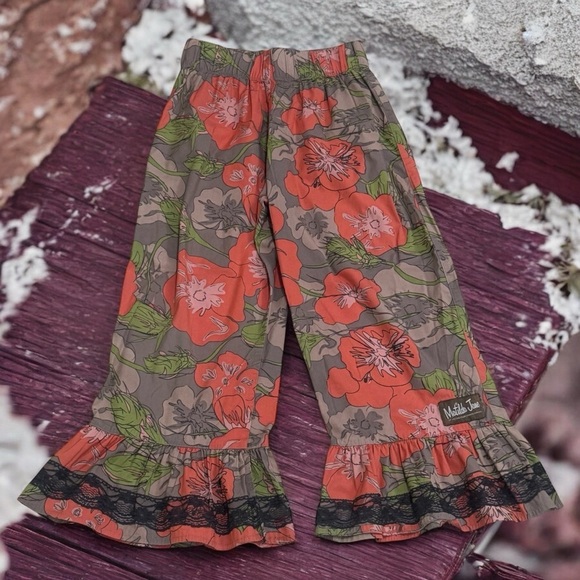 Matilda Jane Floral Big Ruffles Western Boho Flare Pull on Pants Girl's Size 10 - Picture 1 of 12